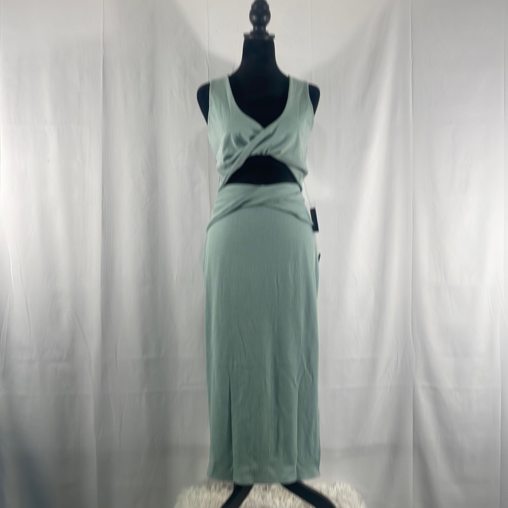 Lulus make my move mint blue ribbed tie front two piece midi dress, XL - Picture 1 of 14